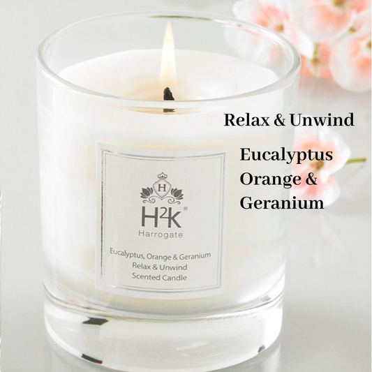 Well-being and Uplifting Eucalyptus Orange and Geranium Candle