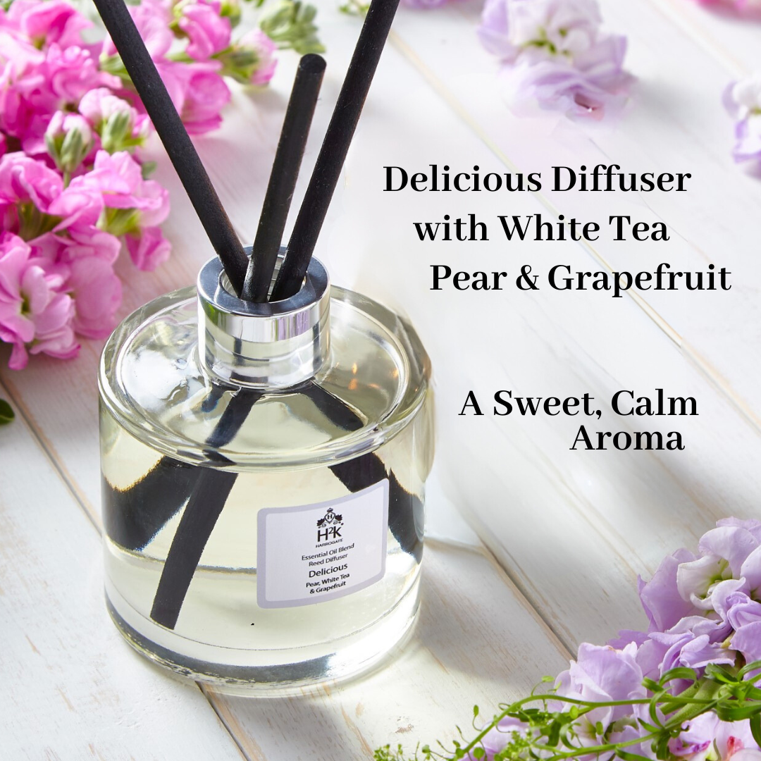 Delicious Home Scent Gift with White Tea, Pear and Grapefruit Diffuser and Candle